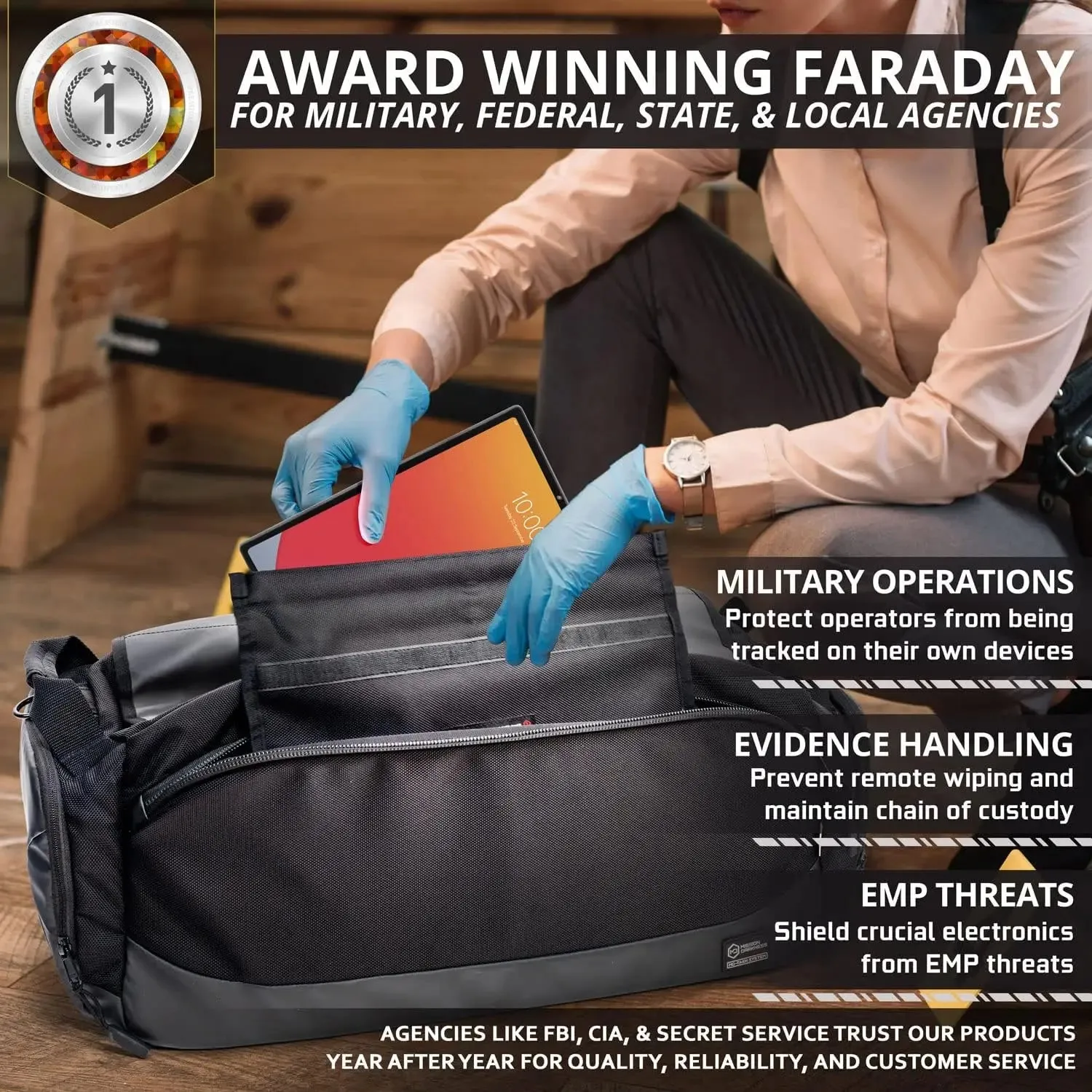 Disconnect Faraday Duffel Bag   4 Detachable Faraday Pockets // Military-Grade RF Shielding