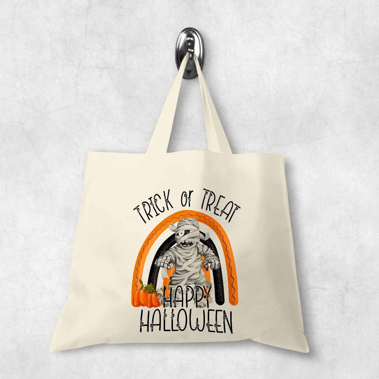 Mummy Rainbow Halloween Trick or Treat Tote Bag