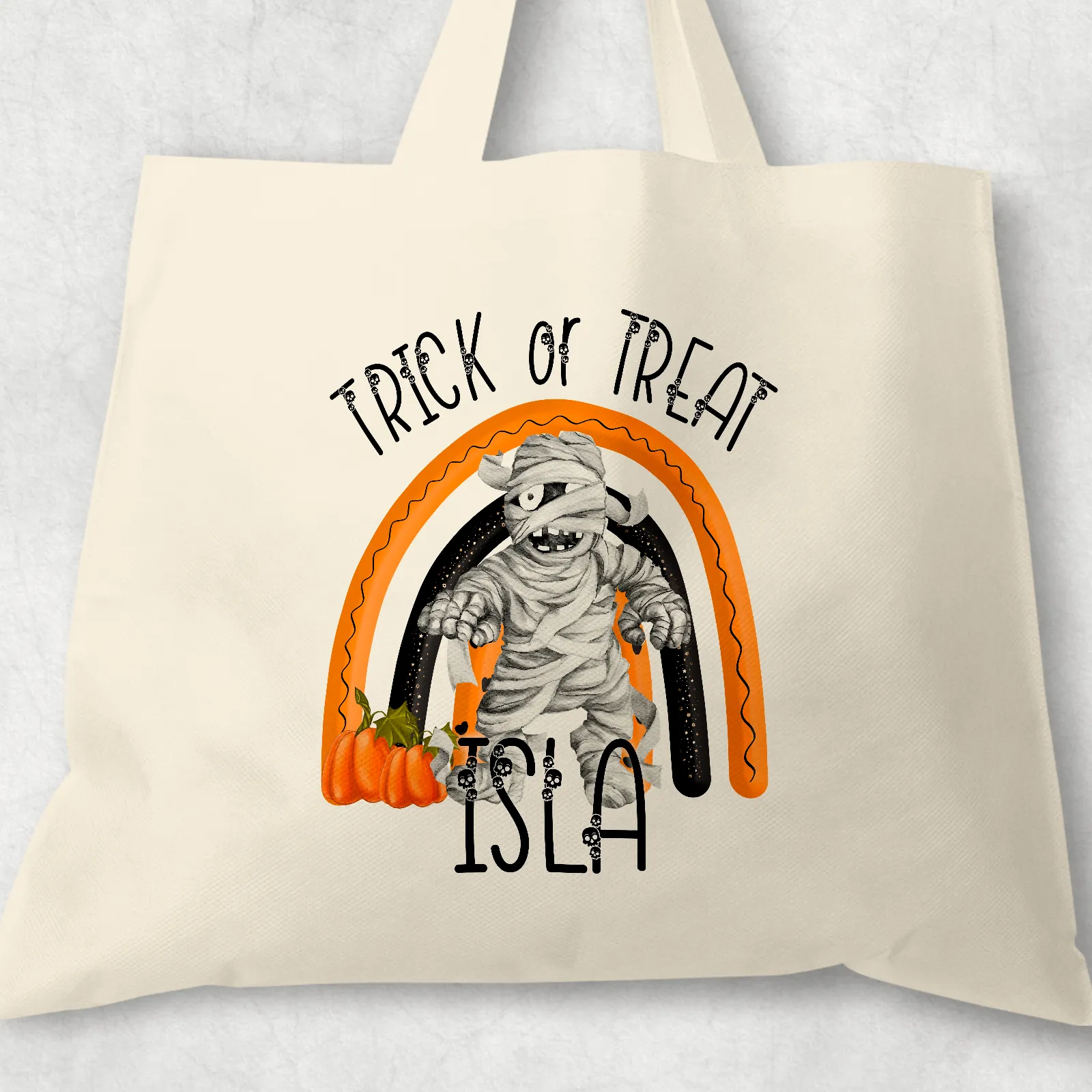 Mummy Rainbow Halloween Trick or Treat Tote Bag