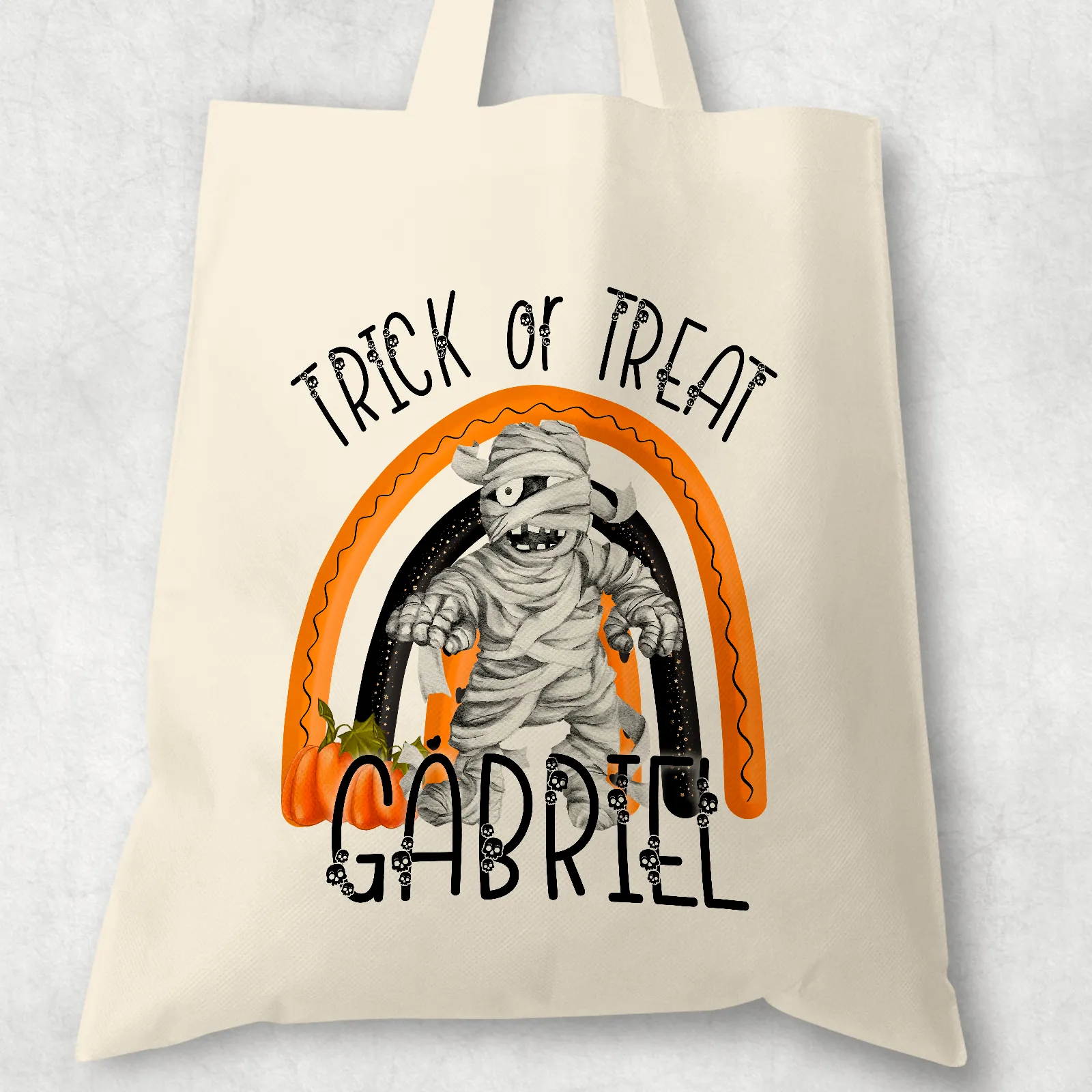 Mummy Rainbow Halloween Trick or Treat Tote Bag