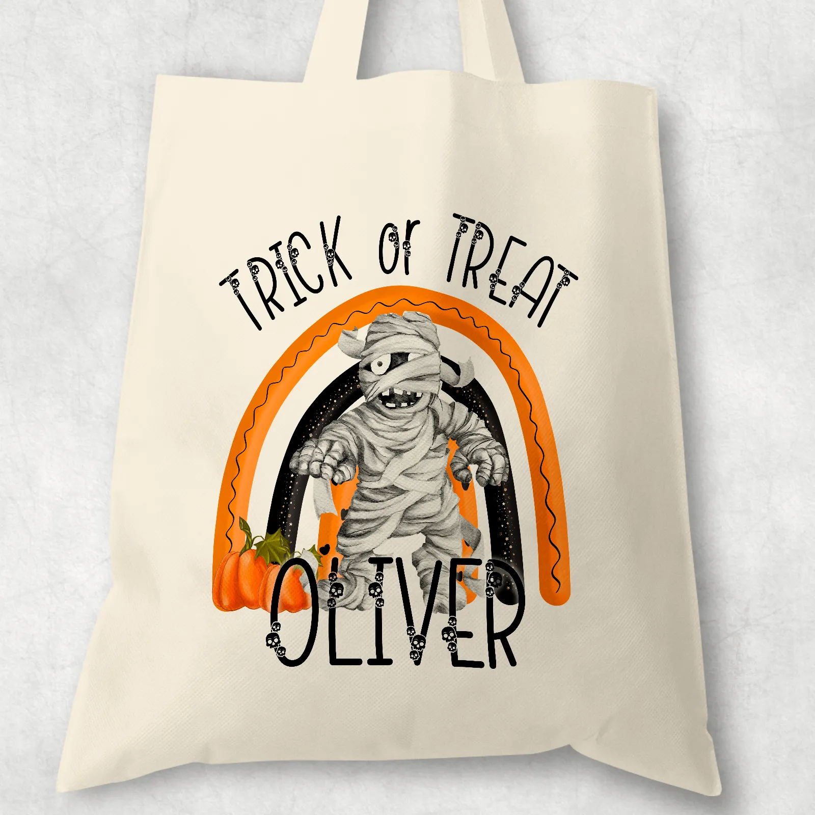 Mummy Rainbow Halloween Trick or Treat Tote Bag