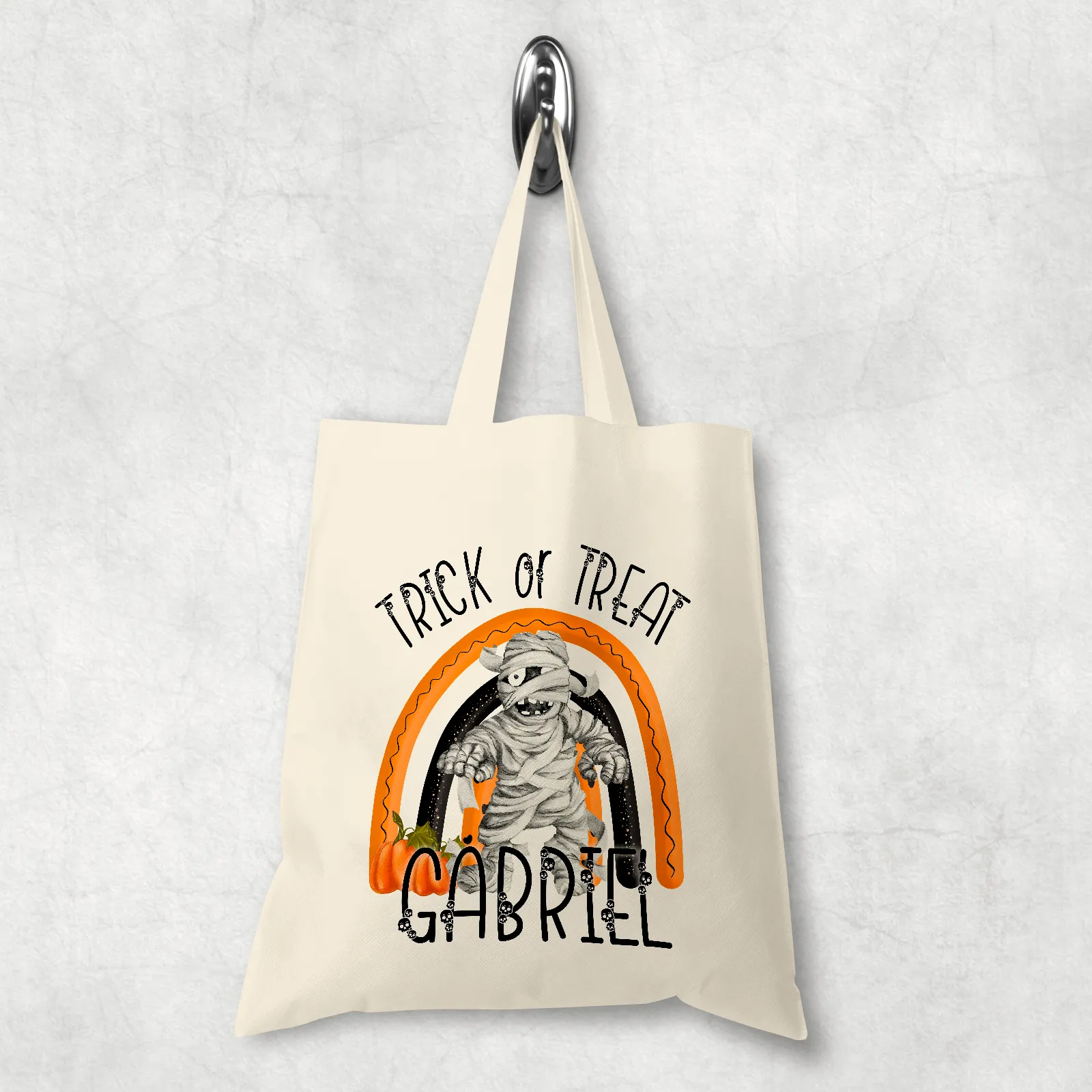 Mummy Rainbow Halloween Trick or Treat Tote Bag
