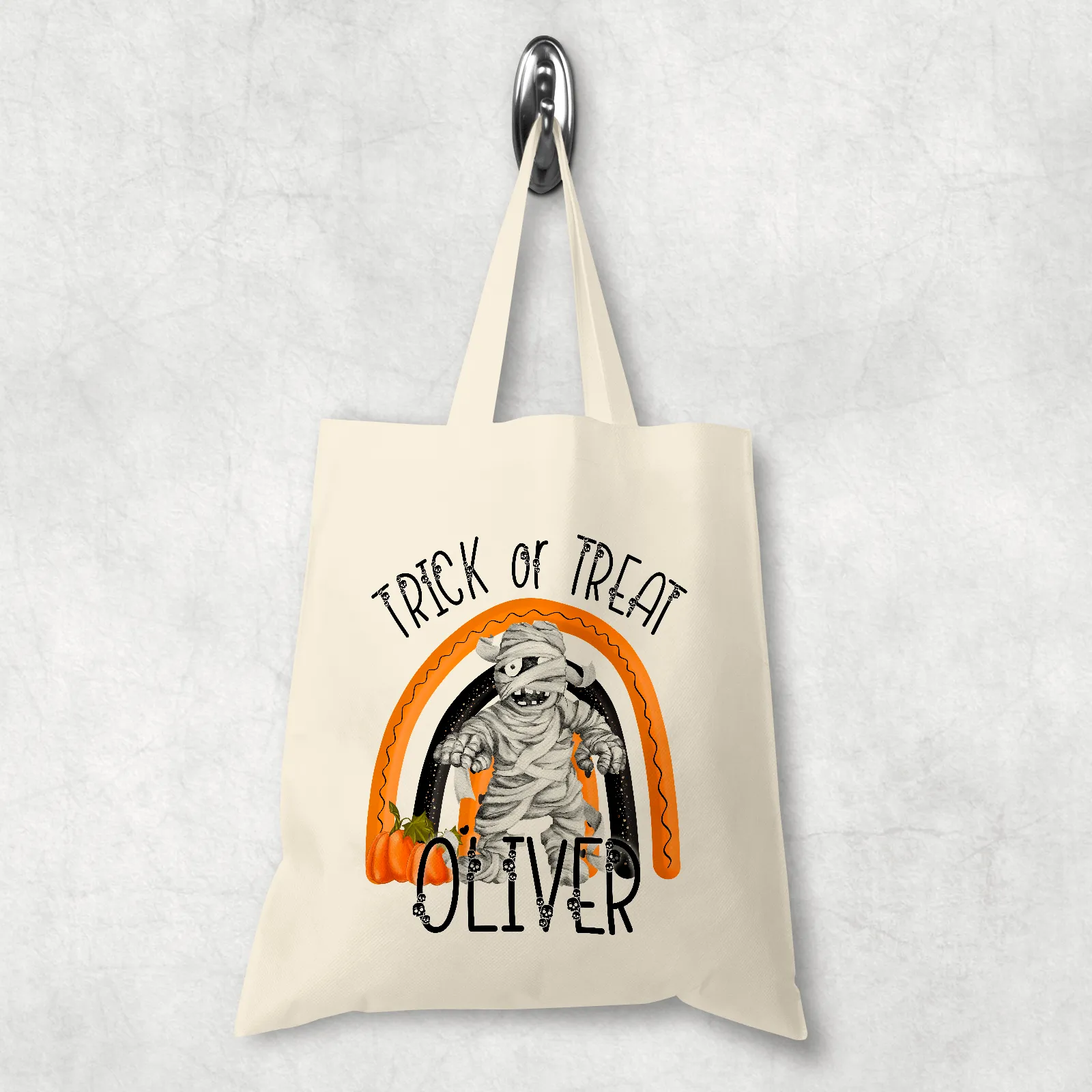 Mummy Rainbow Halloween Trick or Treat Tote Bag