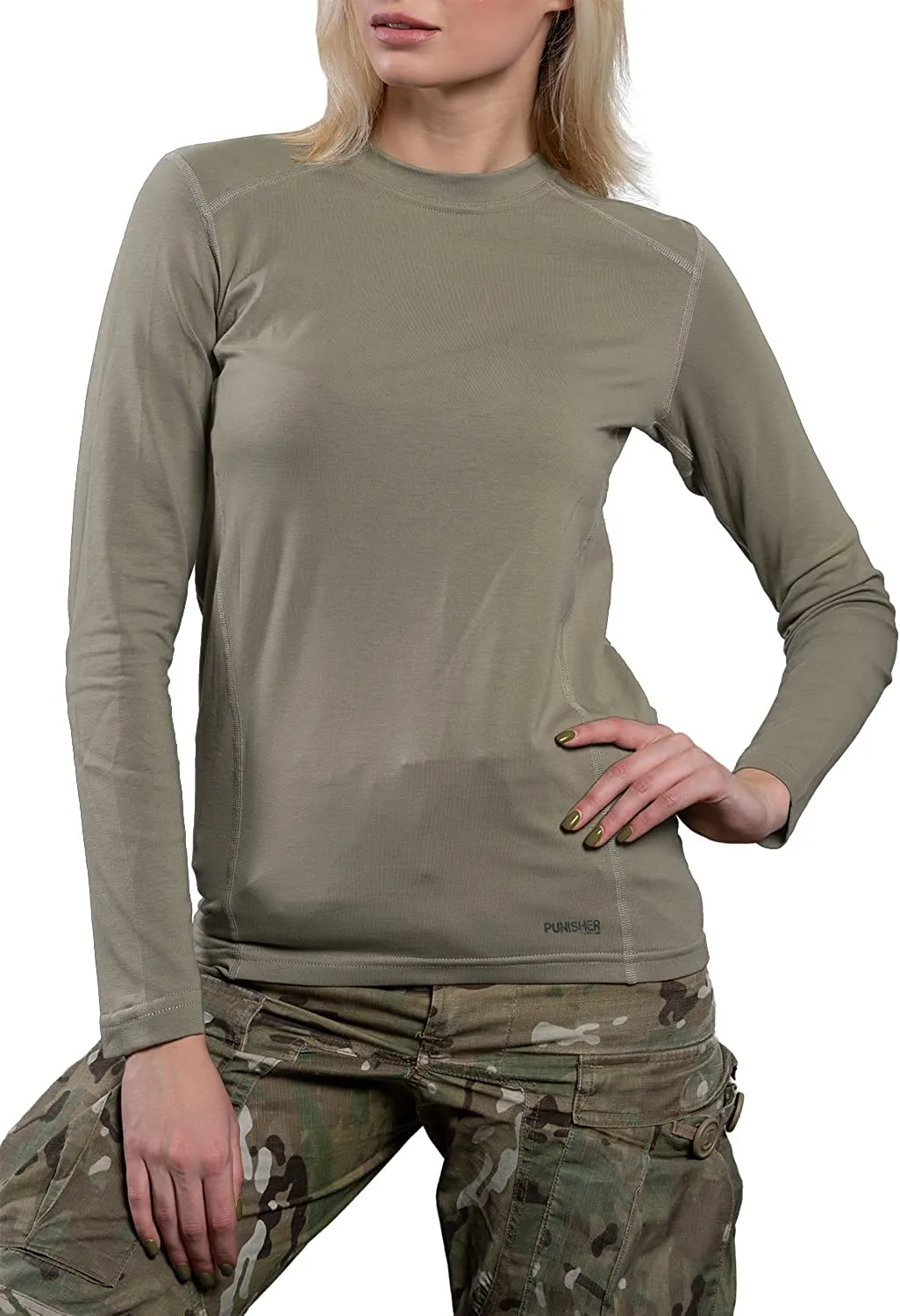Womens Military Stretch Cotton Underwear Shirt - Tactical Hiking Outdoor - Punisher Combat Line